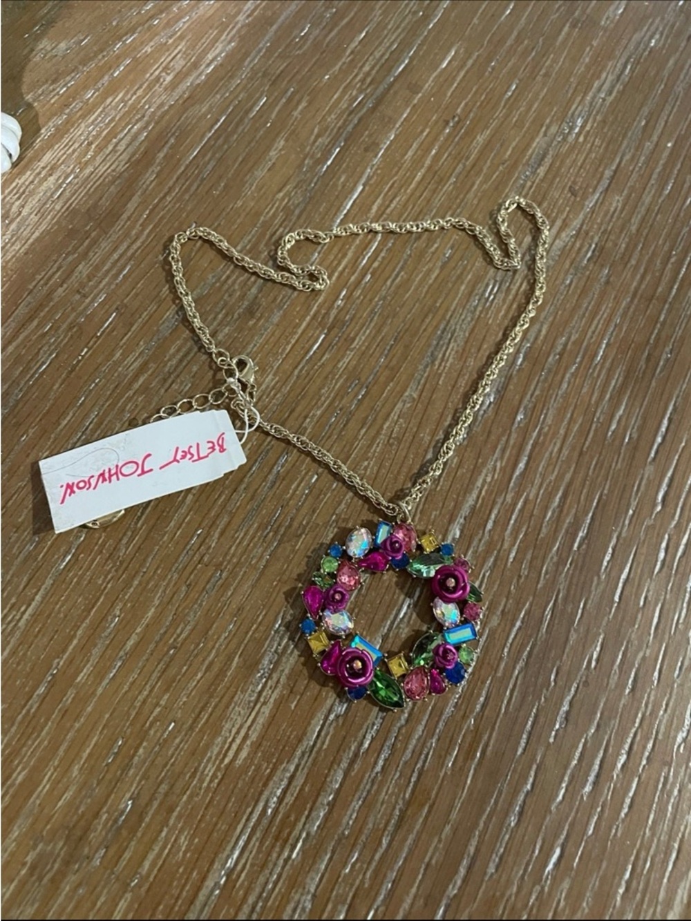 BETSEY JOHNSON RAINBOW MULTI COLORS JEWELS ROSES GYPSY NECKLACE RARE